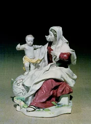 Figura Chelsea de Madonna e Criança, período Âncora Vermelho, c.1755 (porcelana)